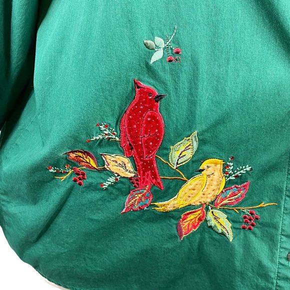 Vintage Bobbie Brooks Woman Green Embroidered Button Down Top - Size 22W / 24WW - Picture 4 of 8